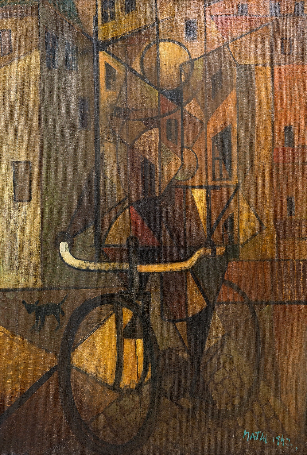 Matal Bohumír, Člověk ve městě, město v člověku, olej, pl., v.96, s.65 cm, KGVUZ, inv. č. O-889  