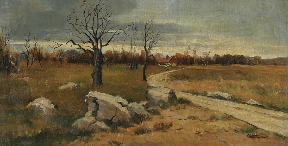 Antonín Chittussi, Cesta do vsi, 1883-1884, olej, plátno, 41 x 78,5 cm, KGVUZ, inv. č. O-1176
