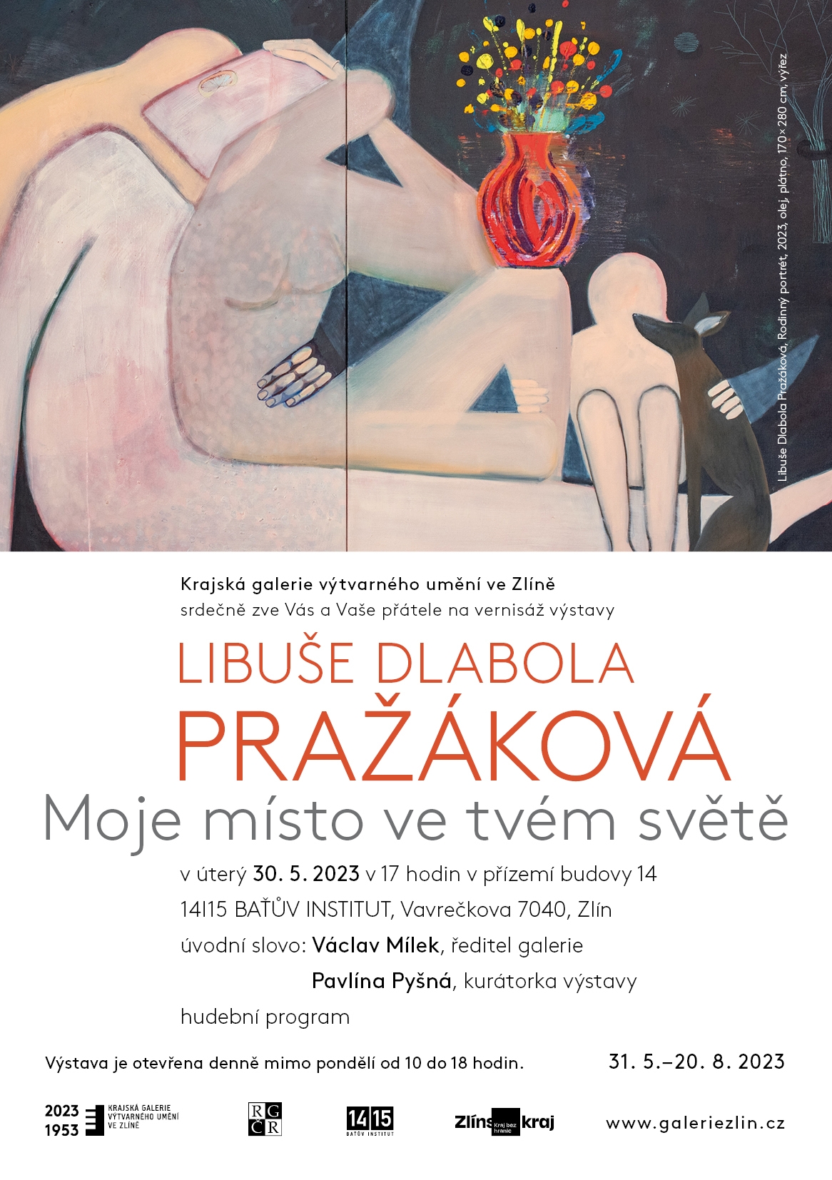 Pozvánka na vernisáž výstavy Libuše Dlabola Pražákové v KGVUZ
