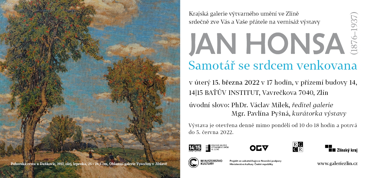 Pozvánka na vernisáž výstavy Jan Honsa (1876–1937) – Samotář se srdcem venkovana