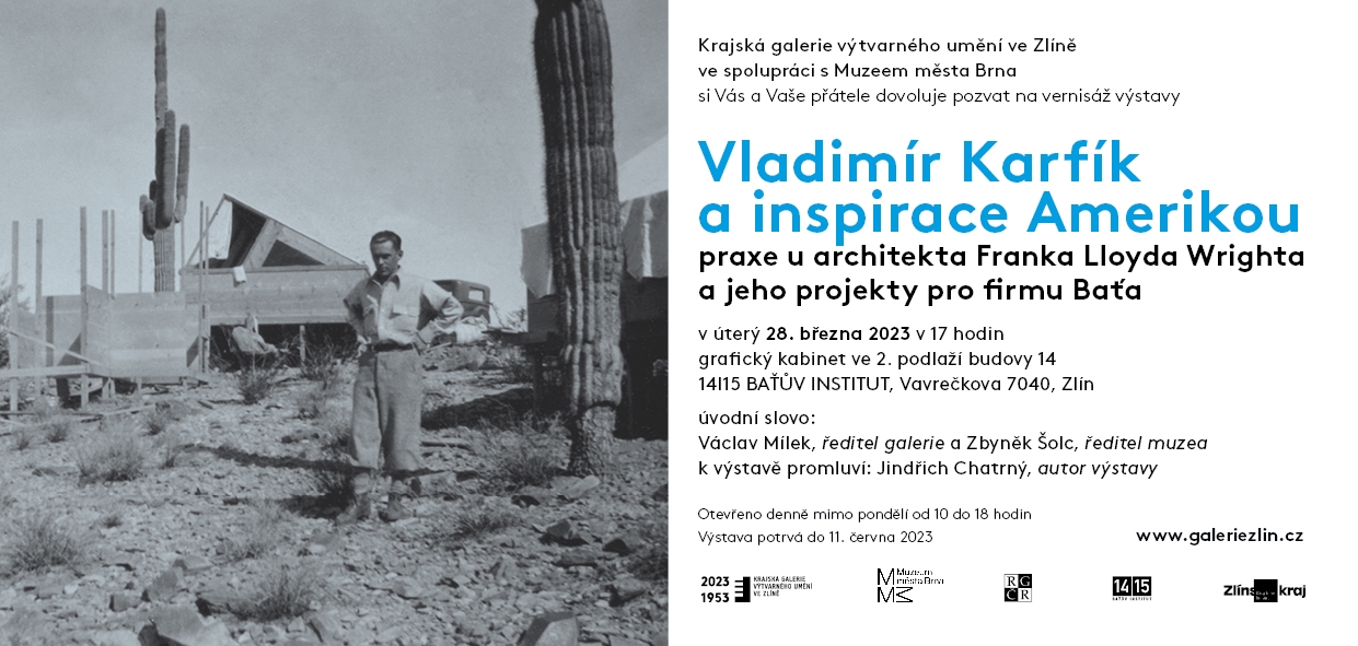 Pozvánka na vernisáž výstavy Vladimír Karfík a inspirace Amerikou