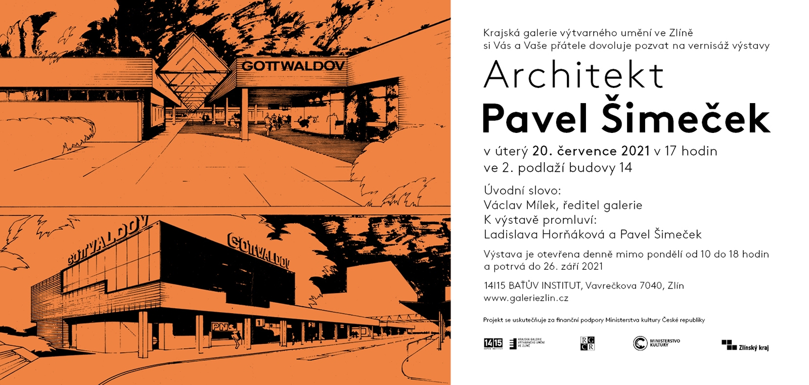 Pozvánka na výstavu Pavel Šimeček – Architekt