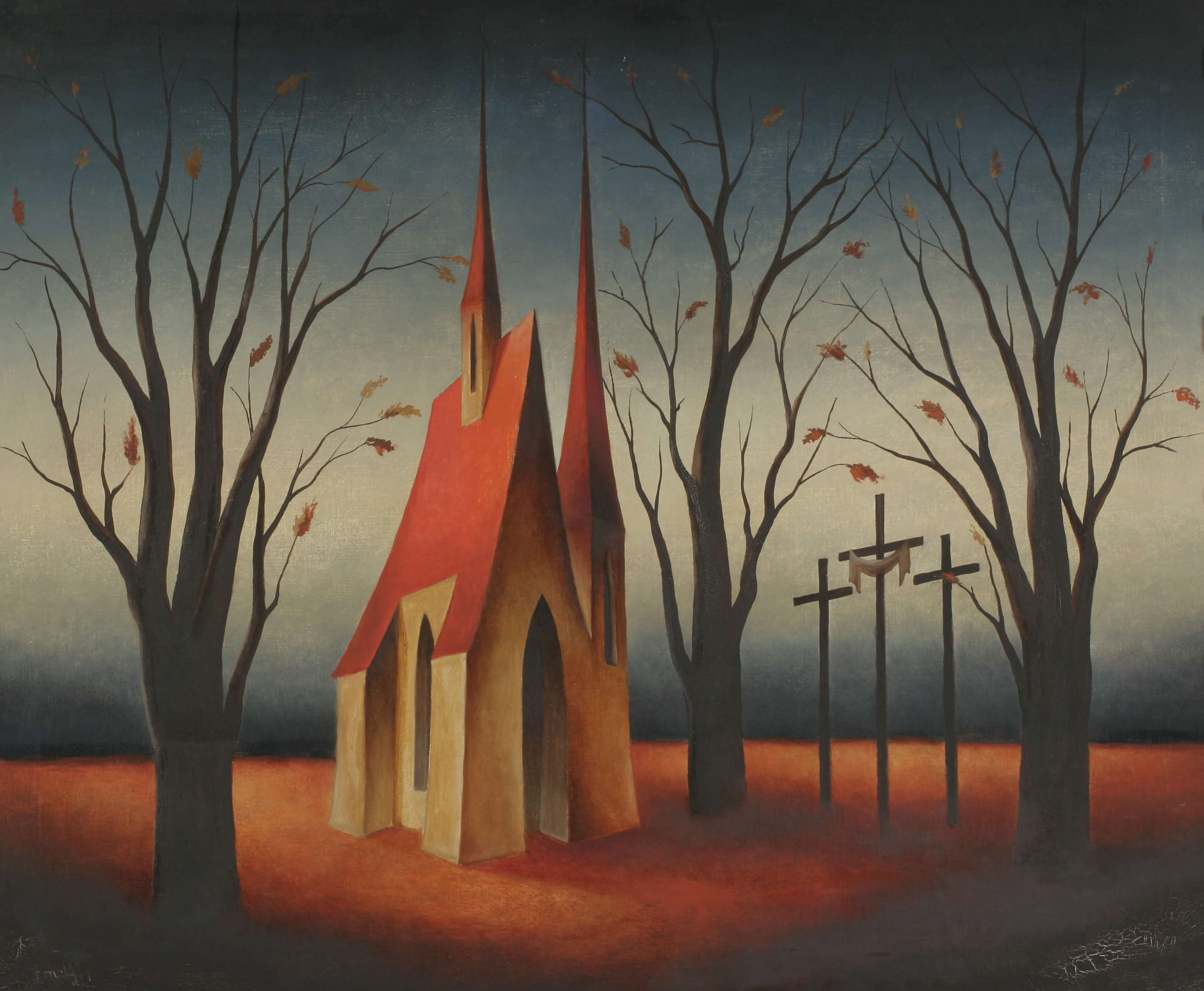  František Malý, Kostelík, 1941, olej, plátno, 59 x 71,5 cm, KGVUZ, inv. č. O-184