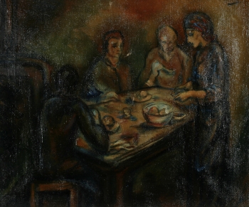 PŘED: Václav Hejna, Rodina u večeře, 1943, olej, plátno, 54 x 63 cm, KGVUZ, inv. č. O-1029