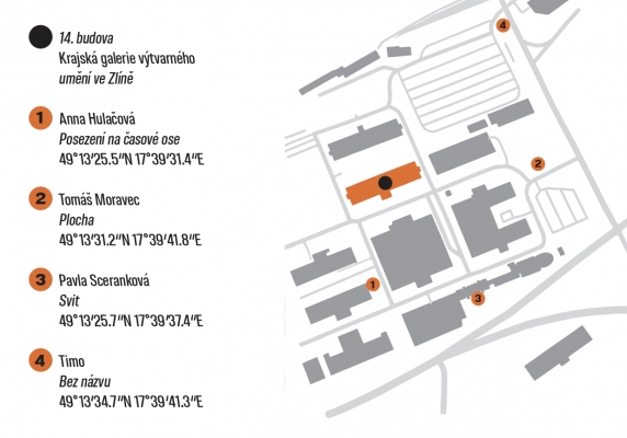 Mapa instlací trienále Prostor Zlín 2022