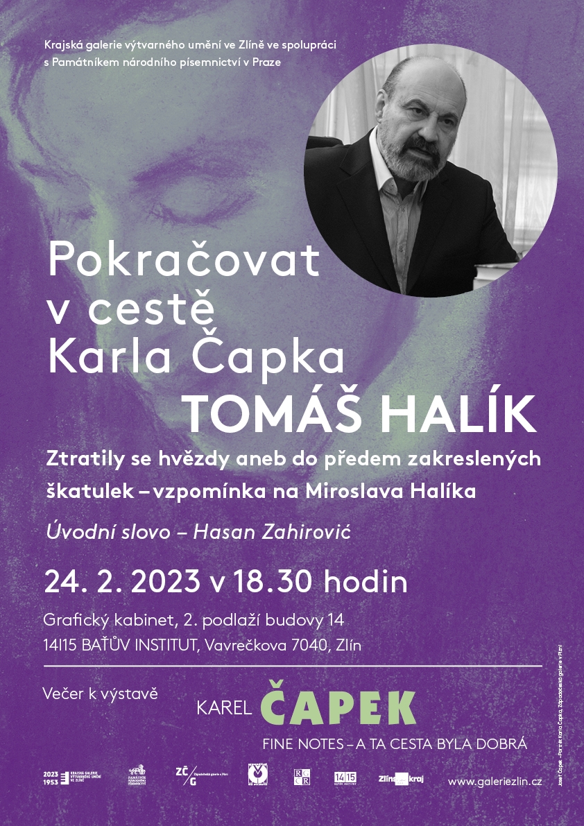 plakát k večeru s Tomášem Halíkem k výstavě K. Čapka