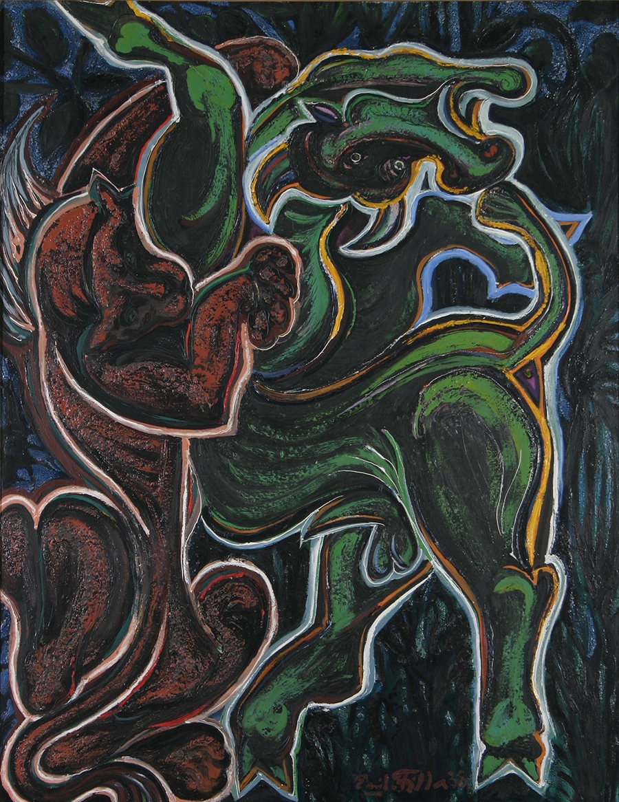 Emil Filla, Zápas šelmy s býkem, 1938, olej, plátno, 146 x 114 cm, KGVUZ, inv. č. O 699